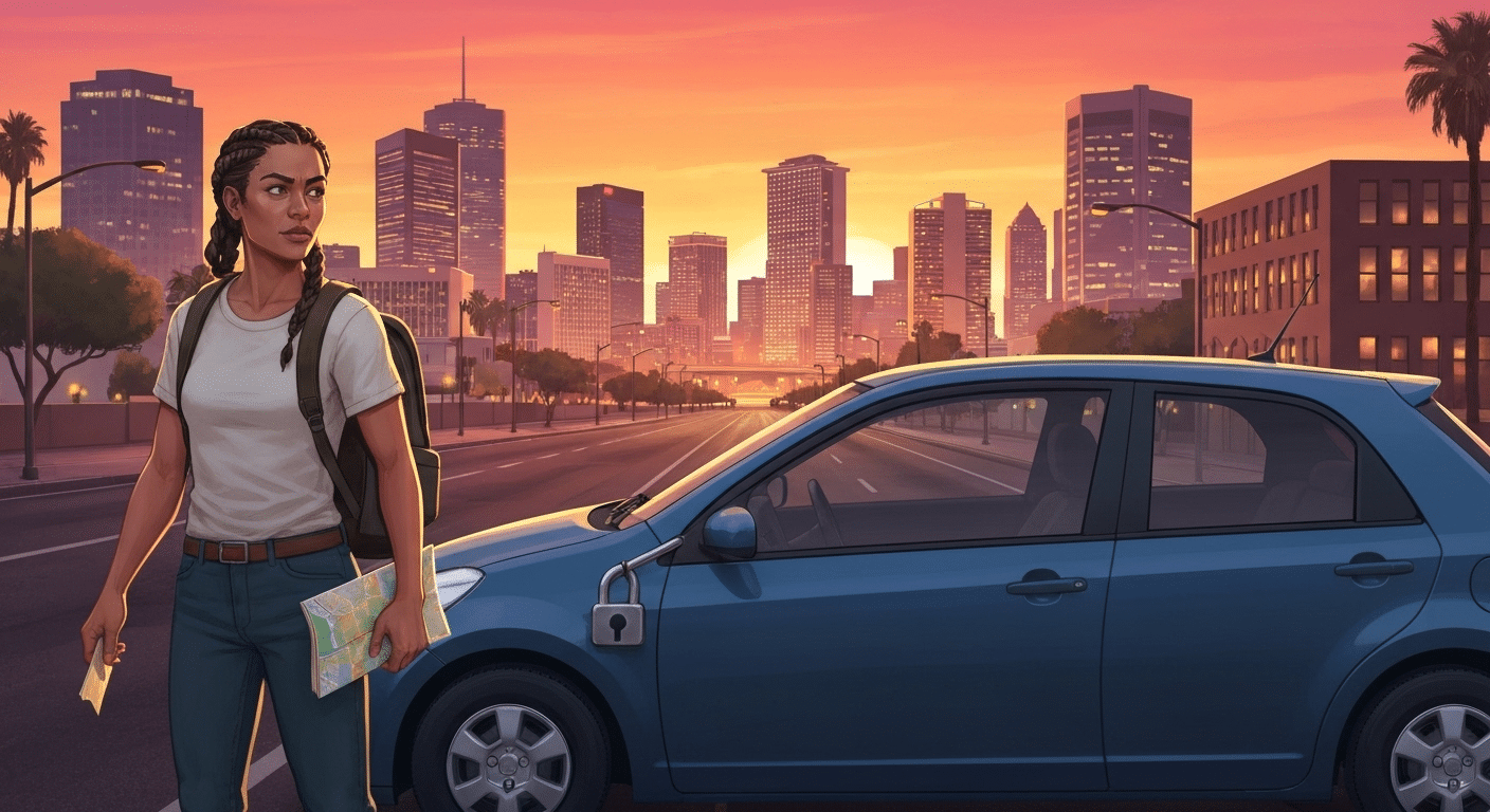 Driver locked out in Phoenix sunset